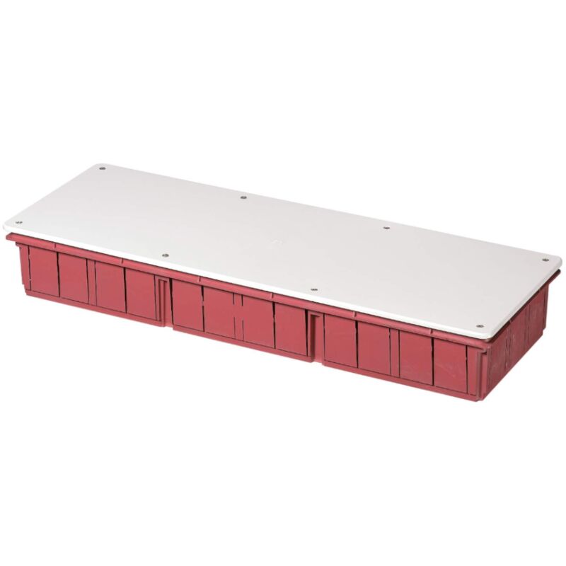 foto del prodotto scatola di derivazione da incasso con coperchio bianco, con paramalta in cartone, 480x160x70mm, per muratura, in tecnopolimero, arancione, serie 350