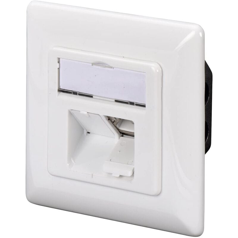 foto del prodotto scatola di giunzione cat-6 - 2 porte rj45 - presa di rete da incasso - alimentazione orizzontale - compatibile con il design - bianco puro - digitus