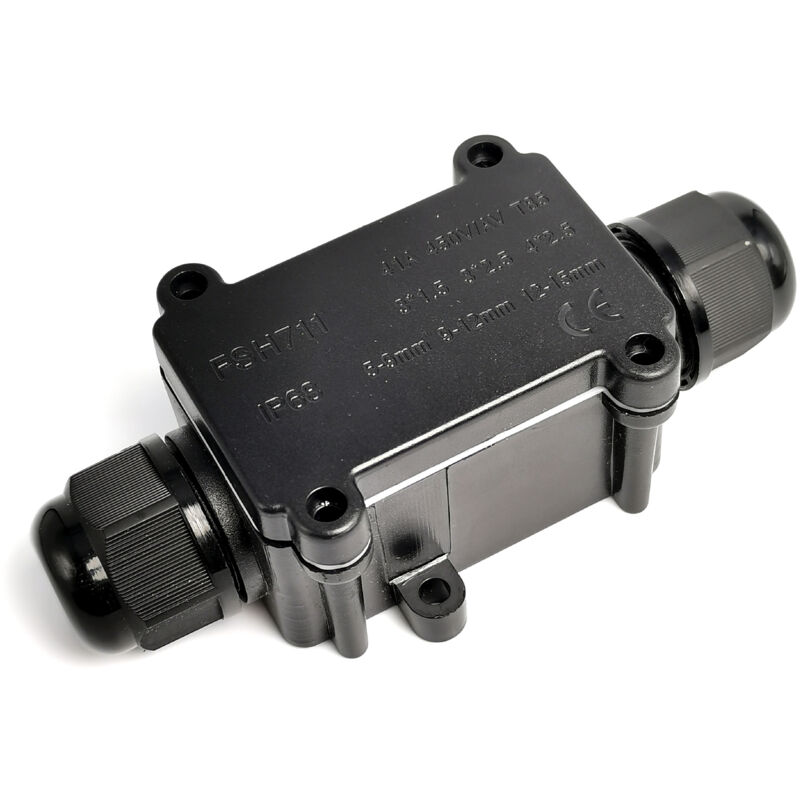 foto del prodotto scatola di giunzione impermeabile ip68 da 2 pezzi, scatola di giunzione elettrica impermeabile per esterni a 2 vie, pressacavi m20 da 5 9 mm e 9 12
