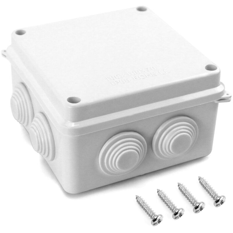 foto del prodotto scatola di giunzione in plastica abs impermeabile ip65 100 x 100 x 70 mm bianco