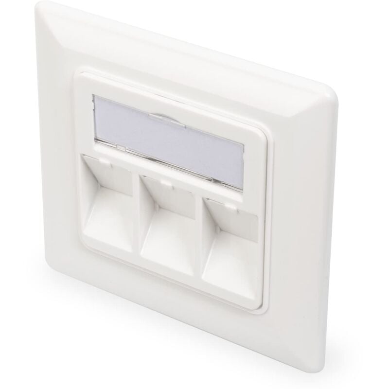 foto del prodotto scatola di giunzione per modulo keystone 3 porte uscita angolata a 45 con coperchio antipolvere bianco digitus