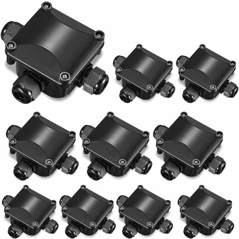foto del prodotto scatola di giunzione, scatola di giunzione da 10 pezzi, connettore impermeabile ip66 a 3 vie, impermeabile per esterni, per diametro cavo 4-15 mm h174