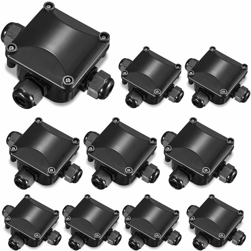 foto del prodotto scatola di giunzione, scatola di giunzione da 10 pezzi, connettore impermeabile ip66 a 3 vie, impermeabile per esterni, per diametro cavo 4 15 mm h174