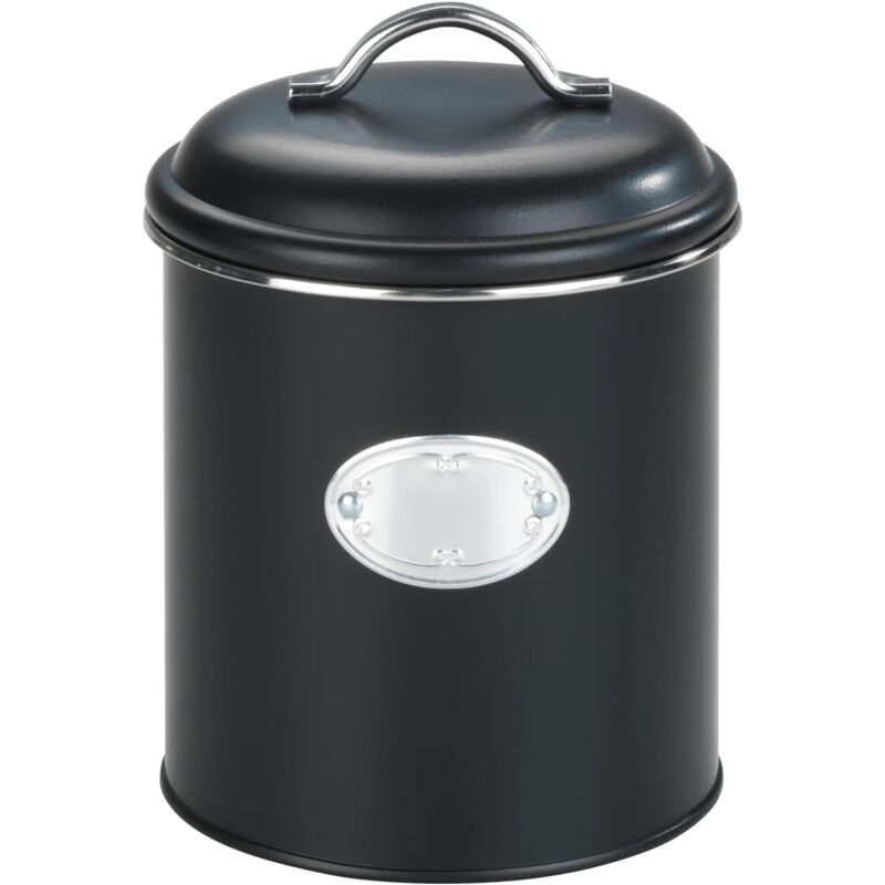 foto del prodotto scatola di metallo per conservazione con coperchio ed etichetta decorativa, nero, per conservare patate, cipolle, capacit 1,6 l, metallo, 13x18