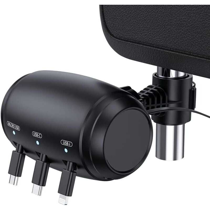 foto del prodotto scatola di ricarica per auto retrattile 3 in 1, compatibile con tutti i telefoni iphone samsung share ride customer taxi