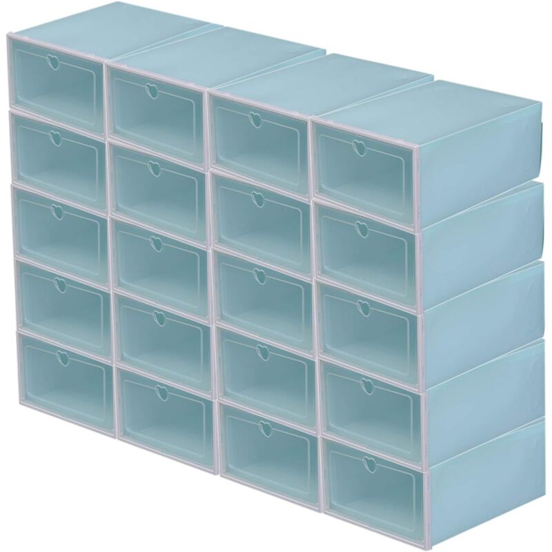 foto del prodotto scatola di scarpe, set di 20 scatole impilabili, scatola di scarpe trasparente con porta, organizzatore di scarpe portatile, scatole di scarpe