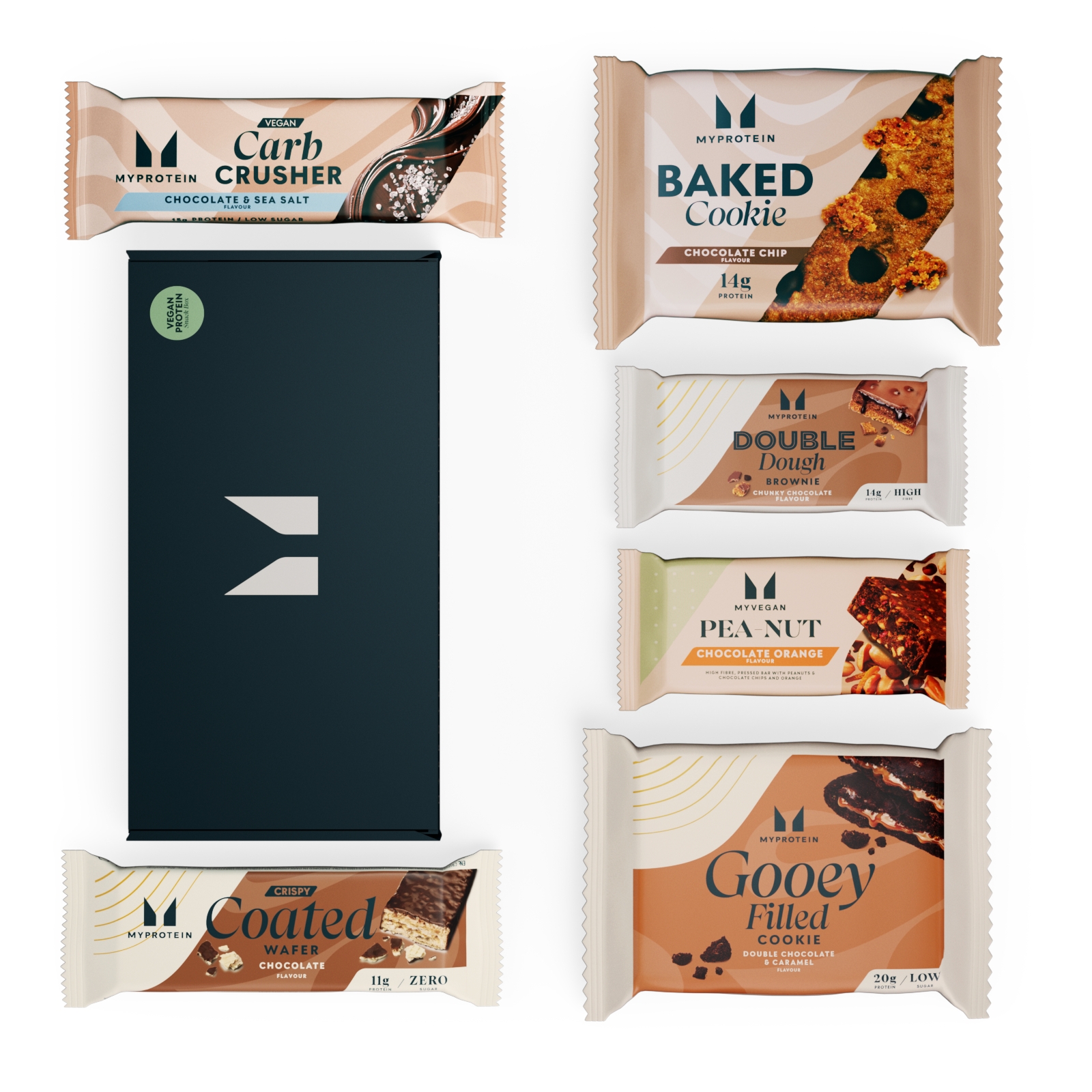 foto del prodotto scatola di snack proteici selezionati