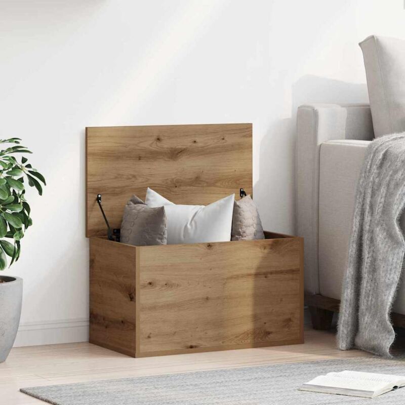 foto del prodotto scatola di stoccaggio con coperchio in rovere artigianale 60x35x35 cm in legno ingegnerizzato vidaxl