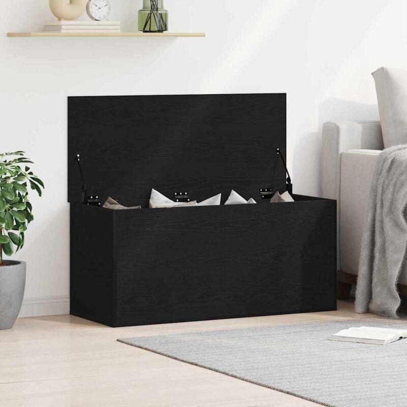 foto del prodotto scatola di stoccaggio con coperchio in rovere nero 100x42x46 cm in legno ingegnerizzato vidaxl