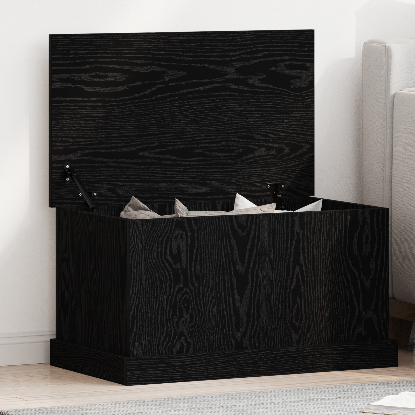 foto del prodotto scatola di stoccaggio rovere nero 70 x 40 x 28 cm vidaxl