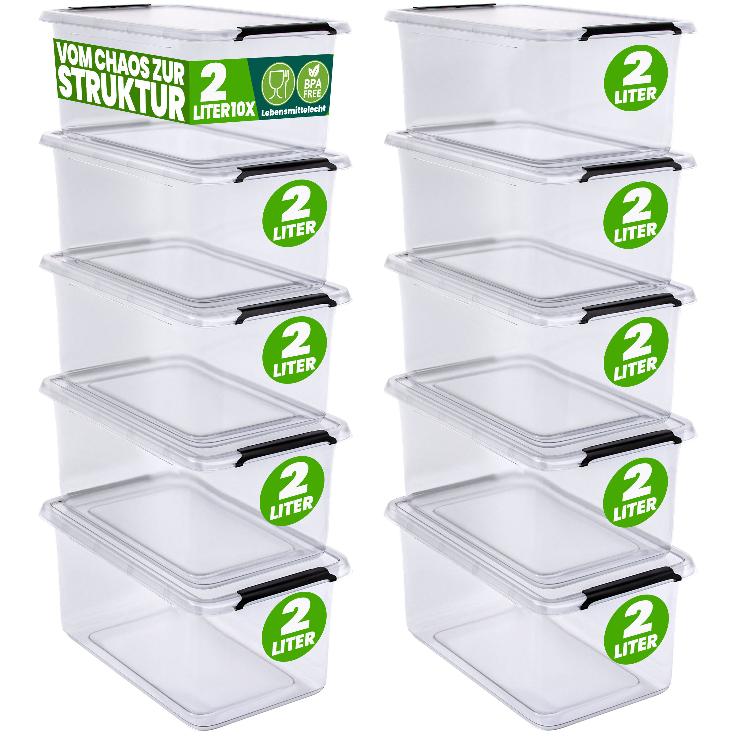 foto del prodotto scatola di stoccaggio set da 10 trasparente 20x15x12cm 2l