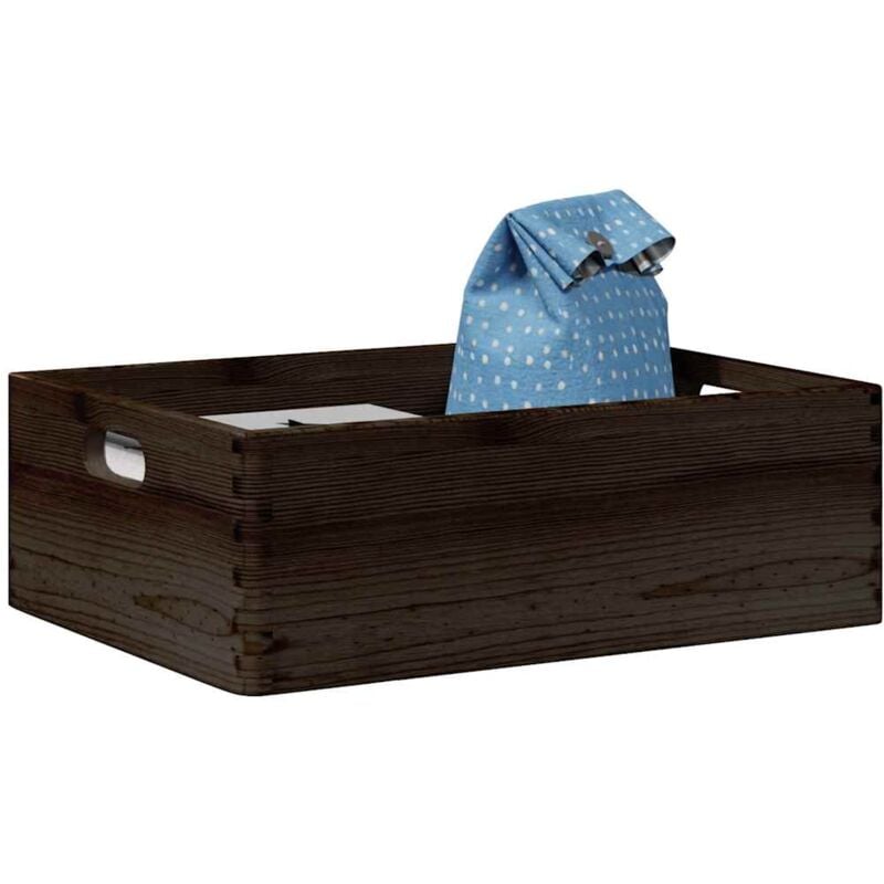 foto del prodotto scatola in legno con manici nera 40x30x13 cm in legno di pino vidaxl