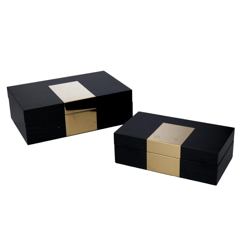 foto del prodotto scatola legno 1 2 nero rettangolare cm 31x20h10