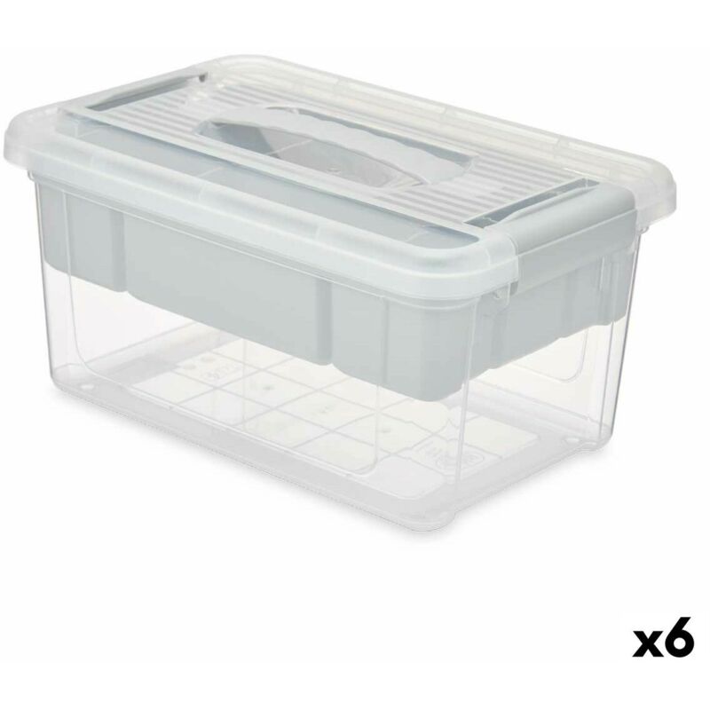 foto del prodotto scatola multiuso kipit 02 1310 grigio trasparente plastica 5 l 29,5 x 14,5 x 19,2 cm 6 unit 