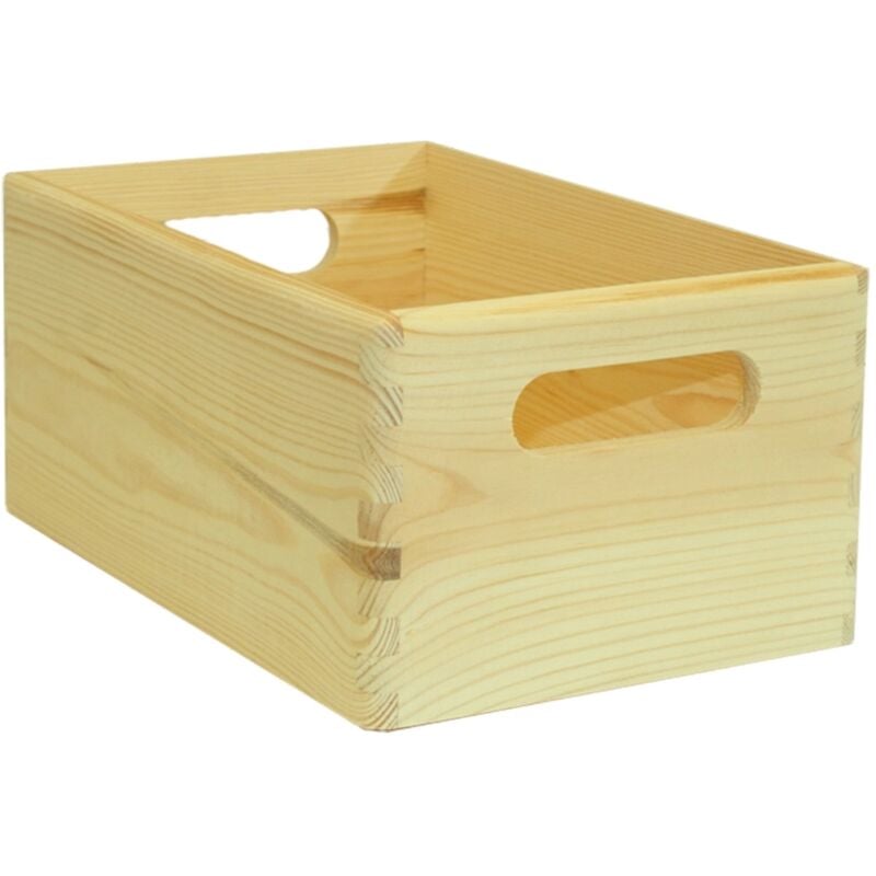 foto del prodotto scatola multiuso senza coperchio wood box in legno marrone chiaro, 30x20x14 cm