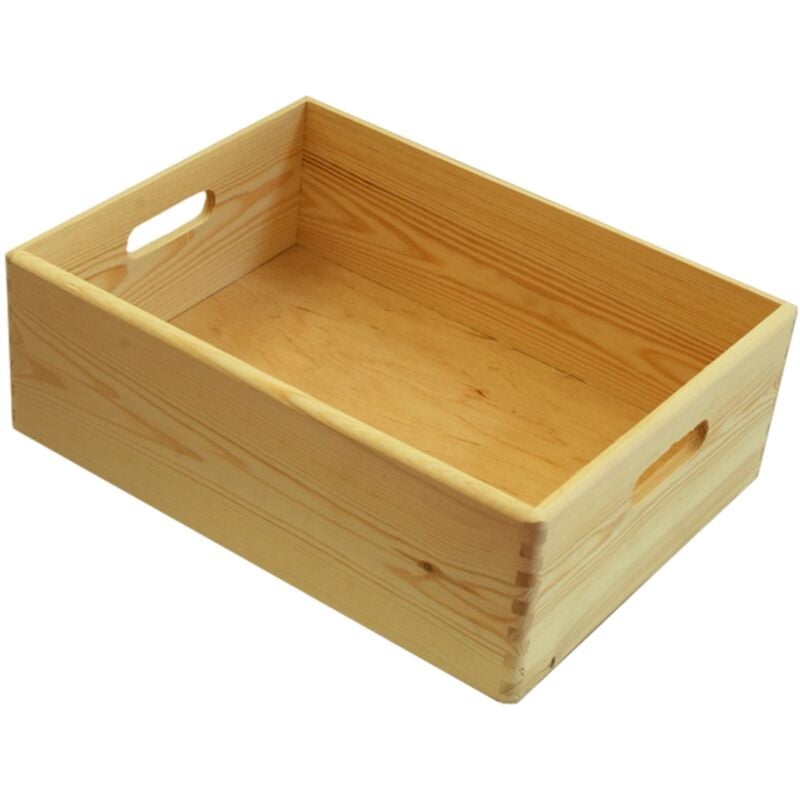 foto del prodotto scatola multiuso senza coperchio wood box in legno marrone chiaro, 40x30x14 cm