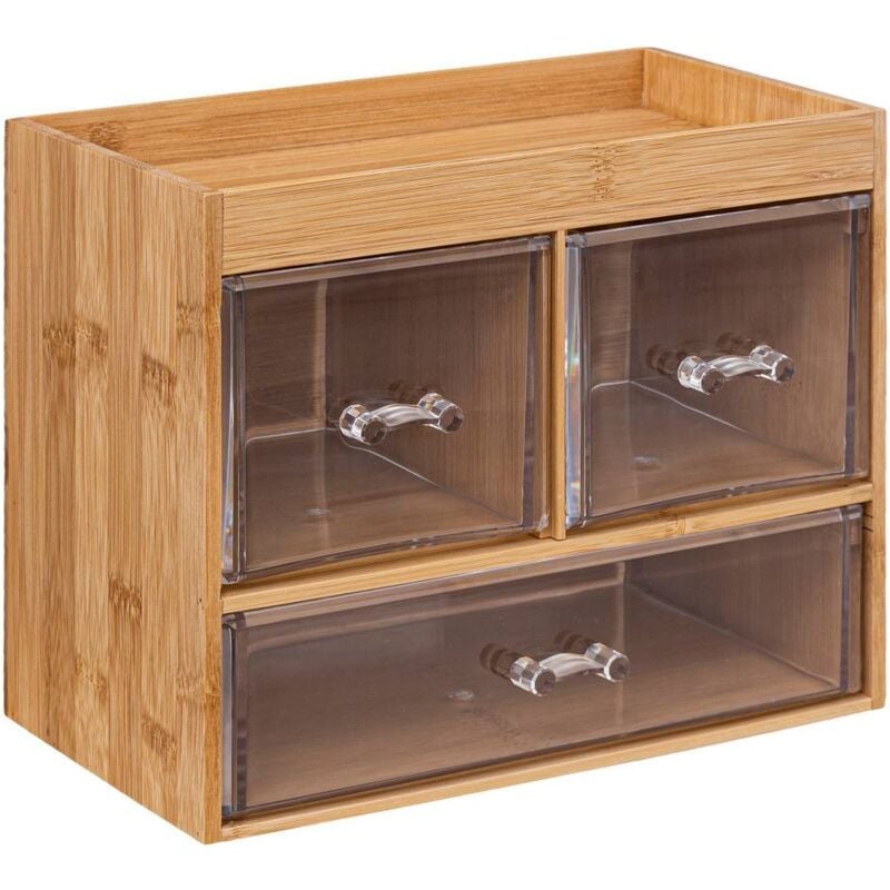 foto del prodotto scatola organizer trasparente a 3 cassetti selena in bamb 5five