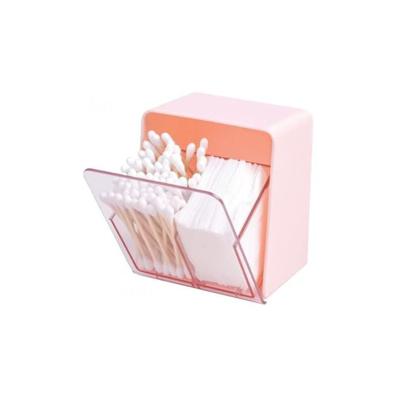 foto del prodotto scatola per cotton fioc, 2 scomparti con coperchio, contenitore per cotton fioc, per piano di lavoro del bagno e wc