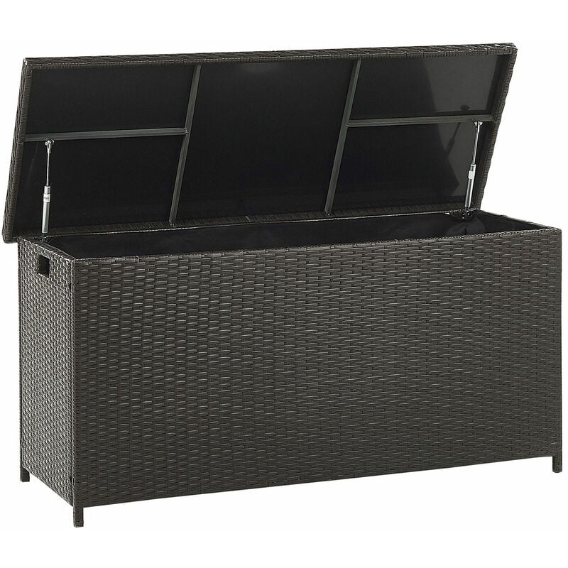 foto del prodotto scatola per cuscini marrone rattan sintetico coperchio 126 x 46 cm 290 l modena