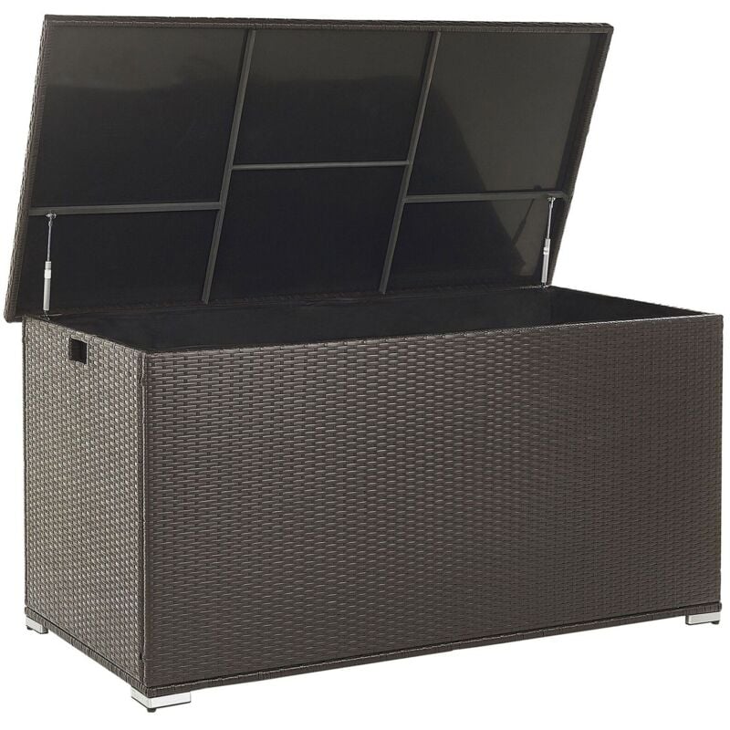 foto del prodotto scatola per cuscini marrone rattan sintetico coperchio 155 x 75 cm 770 l modena