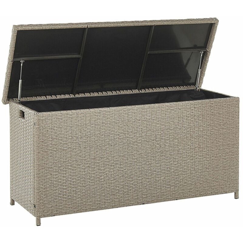foto del prodotto scatola per cuscini taupe rattan sintetico coperchio 126 x 46 cm 290 l modena