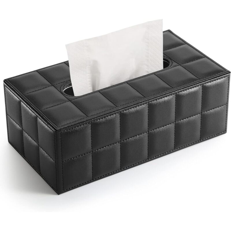 foto del prodotto scatola per fazzoletti cosmetici scatola per fazzoletti in pelle nera 