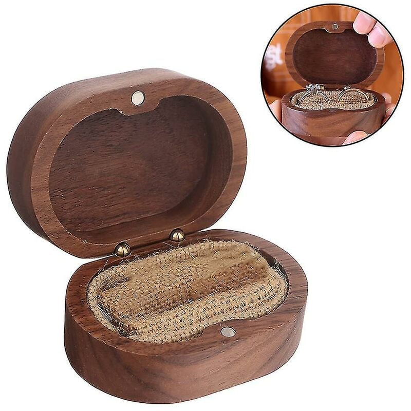 foto del prodotto scatola per fedi nuziali con porta anelli magnetici in legno retr in legno rustico