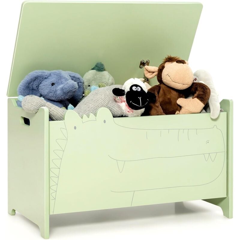 foto del prodotto scatola per giocattoli con coperchio, organizer per giocattoli a forma di coccodrillo con pratiche maniglie, cassapanca contenitorei per bambini,