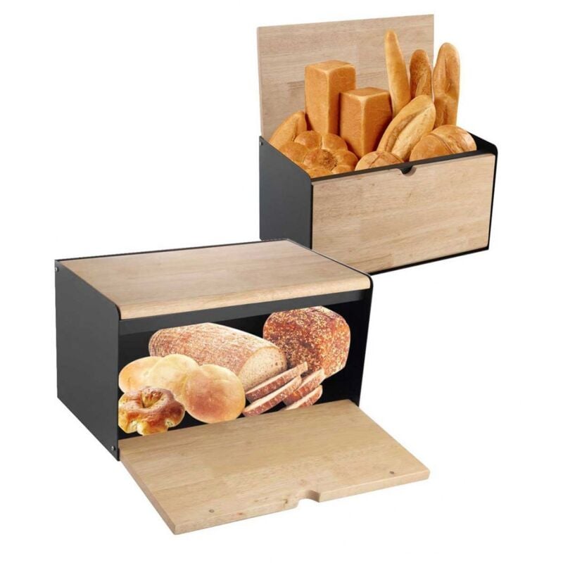 foto del prodotto scatola per il pane contenitore per il pane doppio klausberg kb 7386 nero