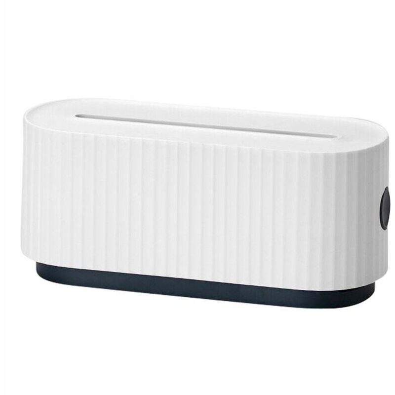foto del prodotto scatola per la gestione dei cavi con copertura supporto per telefono organizzatore di cavi da tavolo prese multiple protezione per cavi, bianco