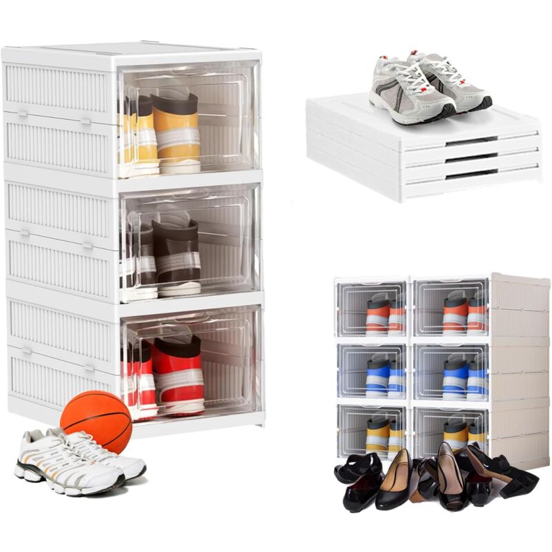 foto del prodotto scatola per scarpe, scatola per scarpe, scatola per scarpe in plastica trasparente impilabile, scatola per scarpe da ginnastica con coperchio, per