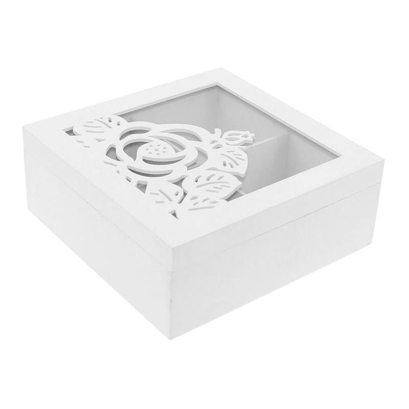 foto del prodotto scatola per t in formato 18x18x7 cm con decoro a fiore usato come nuovo