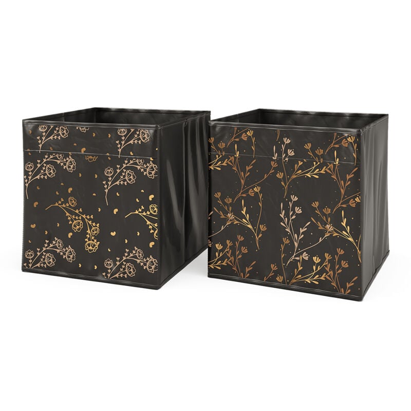 foto del prodotto scatola pieghevole , nero oro floreale , 30 x 30 cm set di 2 opzione2 vicco
