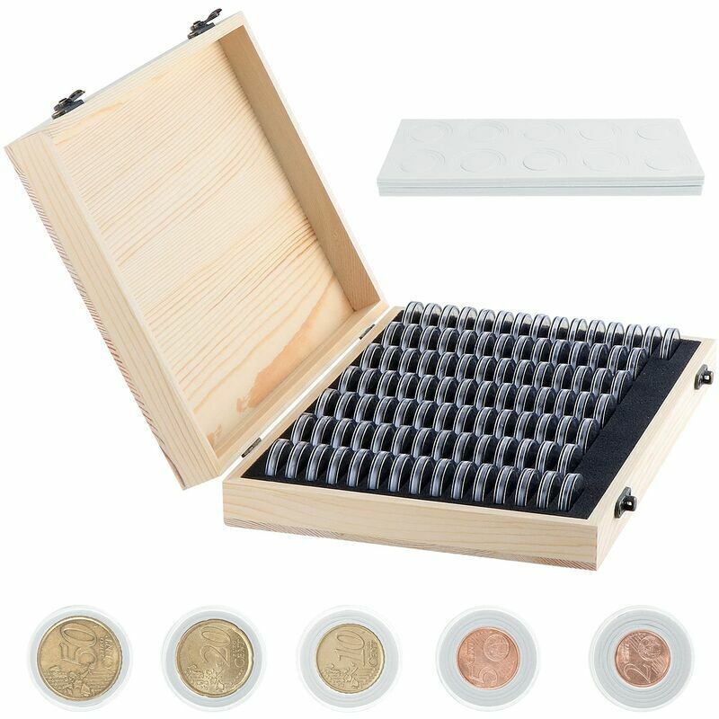 foto del prodotto scatola porta monete in legno, scatola porta monete, custodia per collezione commemorativa, 18 mm 20 mm 23 mm 25 mm 27 mm 30 mm