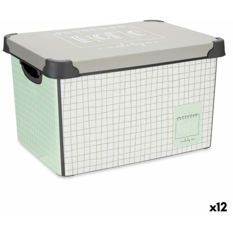 foto del prodotto scatola portaoggetti con coperchio kipit home grigio plastica con griglia 17 l 28 x 22 x 37 cm 12 unit 