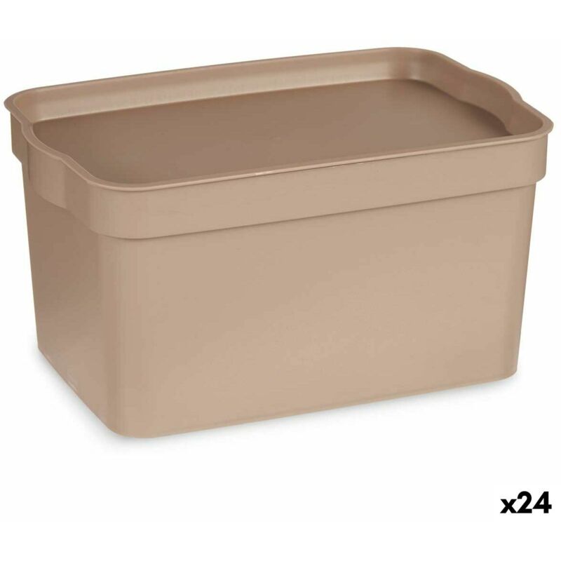 foto del prodotto scatola portaoggetti con coperchio kipit tp592 3 beige plastica 2,3 l 13,5 x 11 x 20 cm 24 unit 