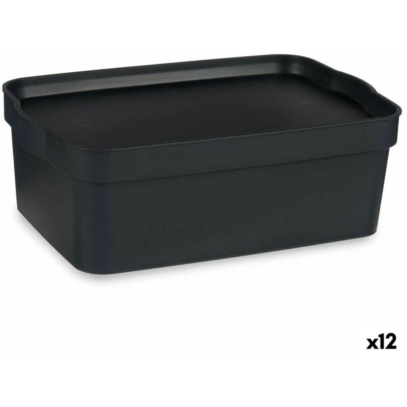 foto del prodotto scatola portaoggetti con coperchio kipit tp593 1 antracite plastica 6 l 21 x 11 x 32 cm 12 unit 