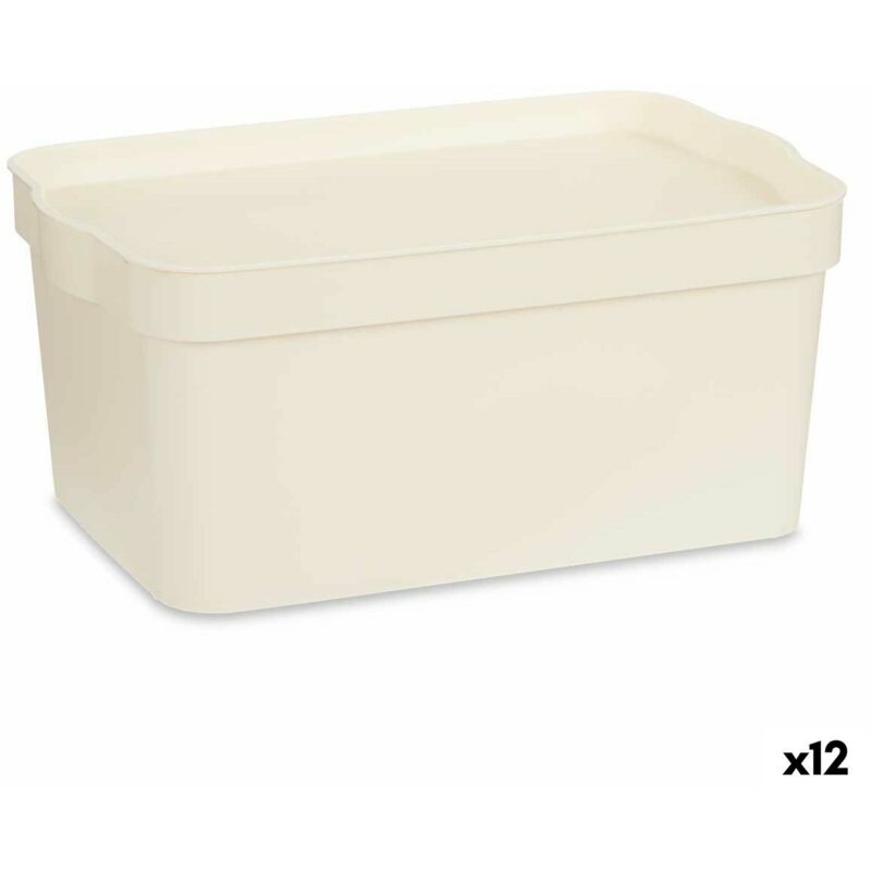 foto del prodotto scatola portaoggetti con coperchio kipit tp594 4 crema plastica 7,5 l 21,5 x 14,5 x 32 cm 12 unit 