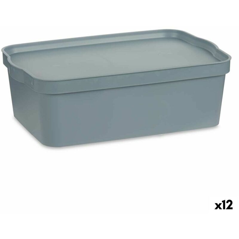 foto del prodotto scatola portaoggetti con coperchio kipit tp595 2 grigio plastica 14 l 29,5 x 14,3 x 45 cm 12 unit 