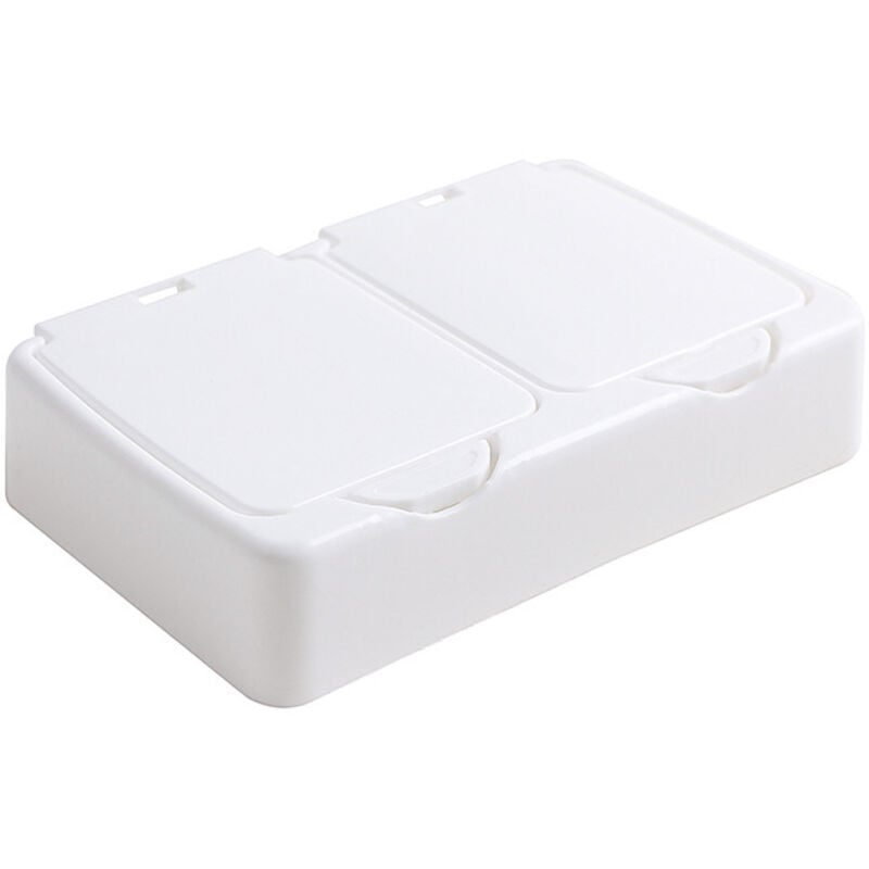 foto del prodotto scatola portaoggetti da scrivania con tagliere, piccola scatola portaoggetti in plastica bianca con coperchio per riporre piccoli oggetti, perline,