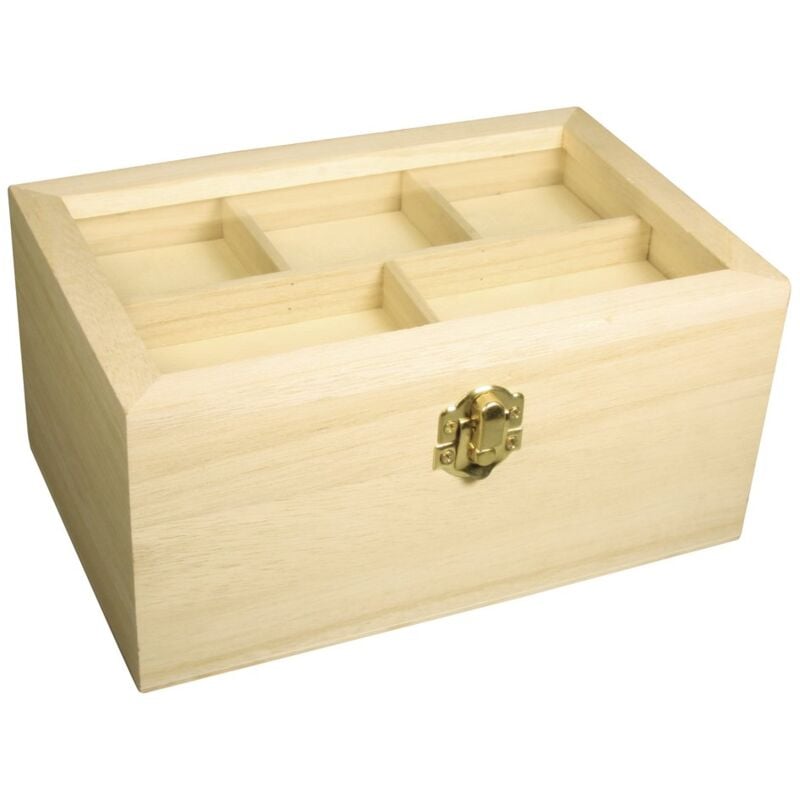 foto del prodotto scatola portaoggetti in legno, coperchio di vetro con scomparti,16 x 16 x 9,5 cm, legno naturale, da decorare e colorare, 62577000 rayher