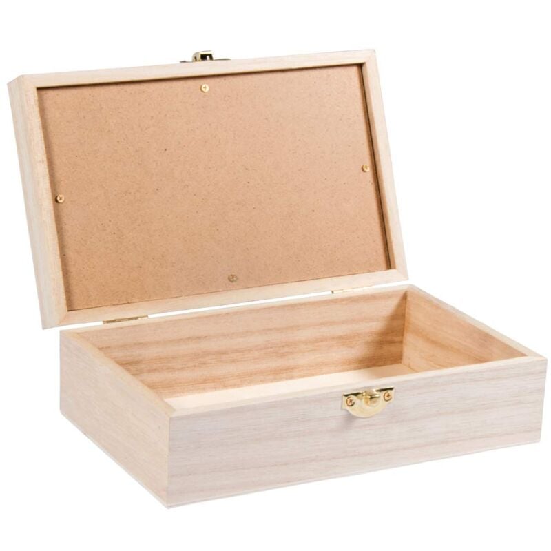 foto del prodotto scatola portaoggetti in legno, coperchio di vetro con scomparto per accessori, 20 x 12.5 x 6.5 cm, legno naturale, da decorare e colorare, 62945505