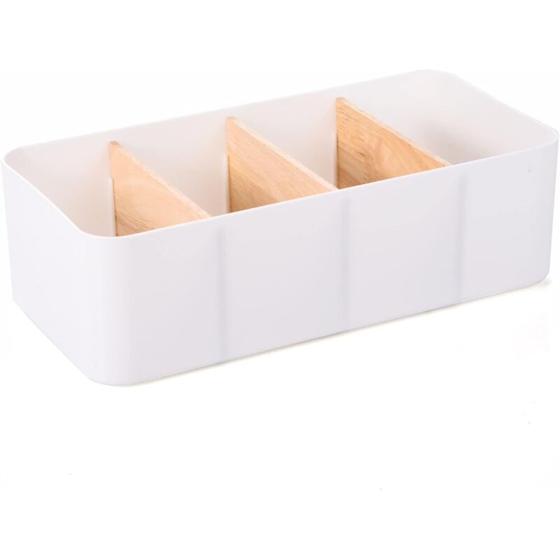 foto del prodotto scatola portaoggetti in legno per scrivania, organizer multiuso per ufficio, contenitore per cancelleria