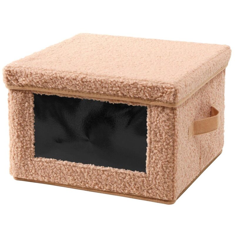 foto del prodotto scatola portaoggetti in tessuto boucl beige con finestra l40 cm