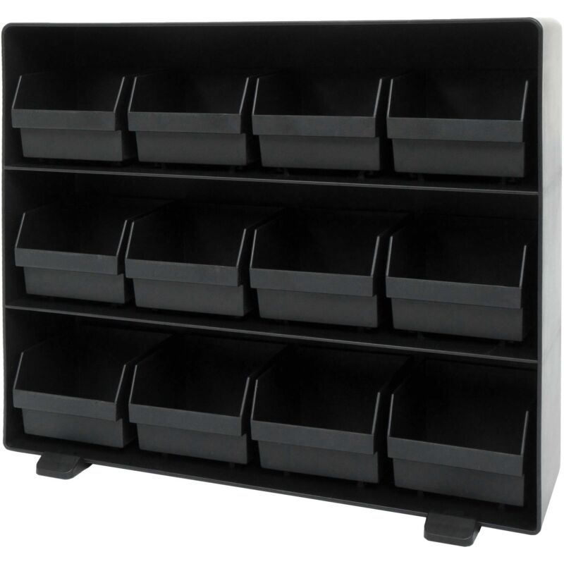 foto del prodotto scatola portaoggetti minuteria 12 scomparti removibili hhg 765 30x33x8cm nero