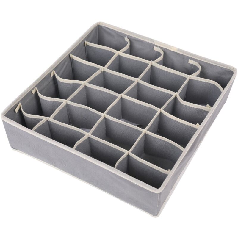 foto del prodotto scatola portaoggetti per biancheria intima da 1 pezzi e altri piccoli accessori, divisori per cassetti pieghevoli a 24 griglie per calzini, sciarpe,