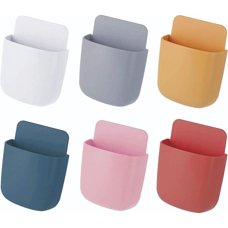 foto del prodotto scatola portaoggetti per telecomando da 6 pezzi, supporto a parete per telefono cellulare, supporto a parete per telecomando, scatola portaoggetti a