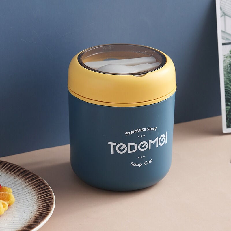 foto del prodotto scatola portaoggetti, tazza di cereali da asporto da 530 ml, scatola per pasti, ciotola per muesli da abbinare con cucchiaio e coperchi per muesli,