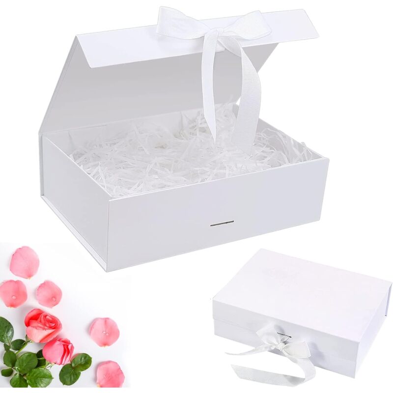 foto del prodotto scatola regalo bianca scatola regalo rettangolare scatola regalo per matrimonio con coperchi a fiocco scatola regalo per matrimonio compleanno natale