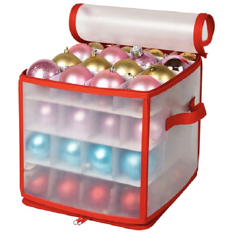 foto del prodotto scatola salvaspazio per decorazioni natalizie organizer contenitore 64 posti per palline decorazioni dell albero di natale